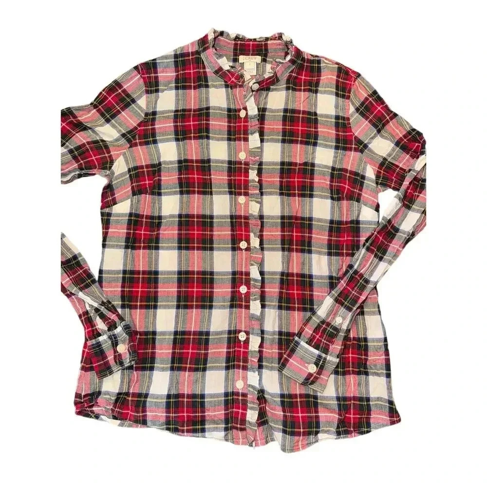 JCREW plaid top blouse size S small